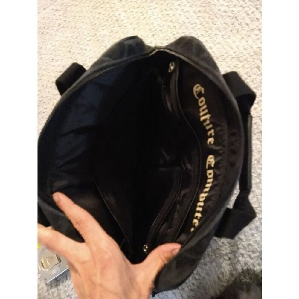 Juicy couture black velour heart laptop computer bag Vintage Y2k